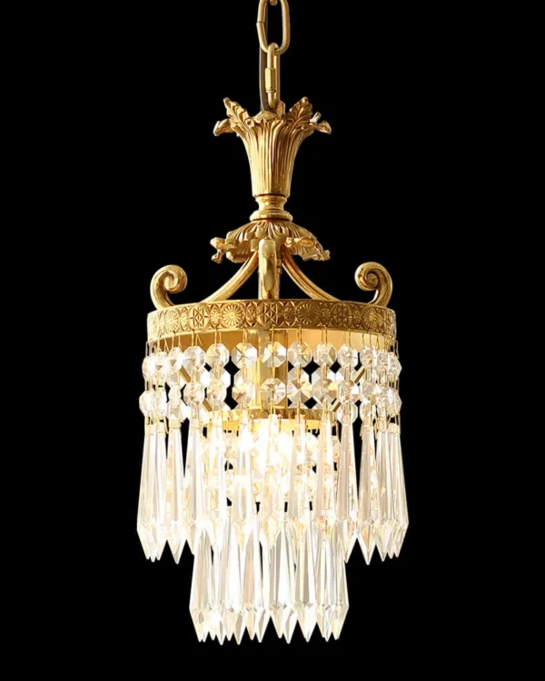 Beauharnais Empire Crystal Chandelier, 8" in antique brass