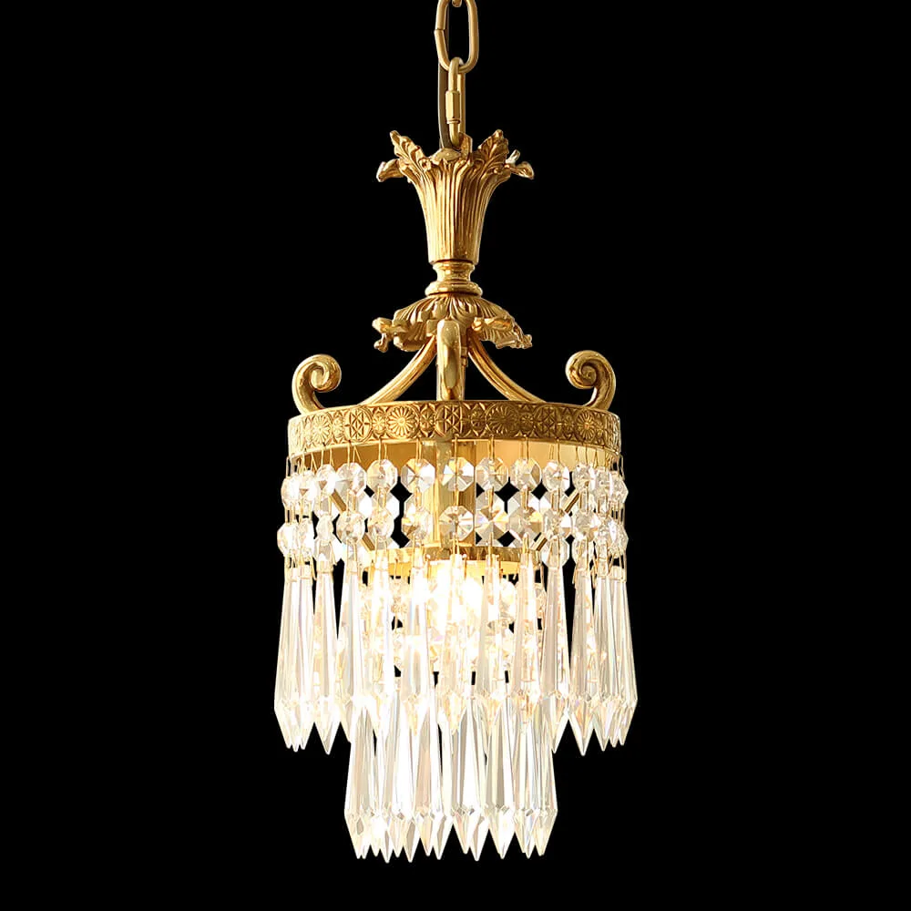 Beauharnais Empire Crystal Chandelier, 8" in antique brass