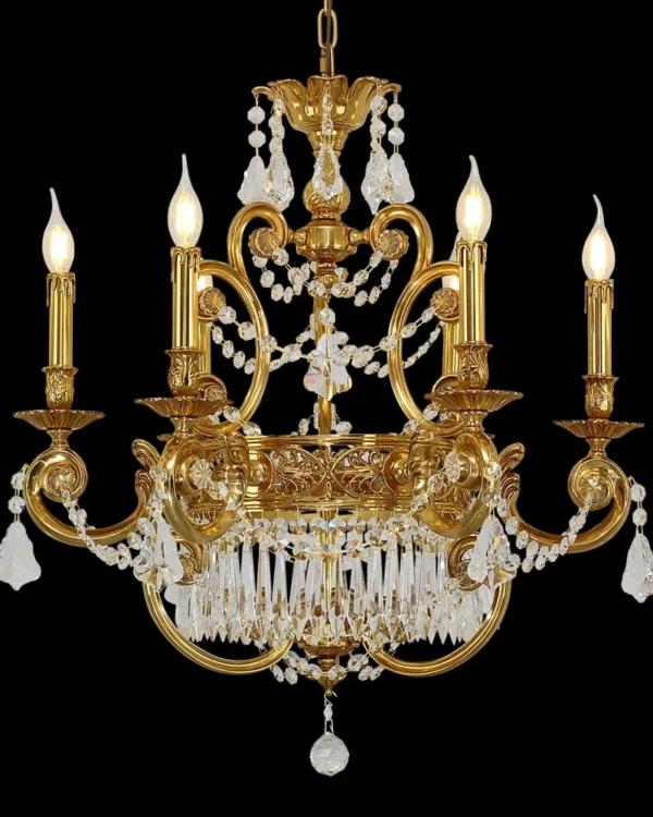 Beauharnais Empire Crystal Chandelier, 24" in antique brass