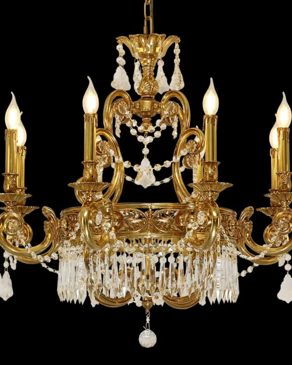 Beauharnais Empire Crystal Chandelier, 31" in antique brass