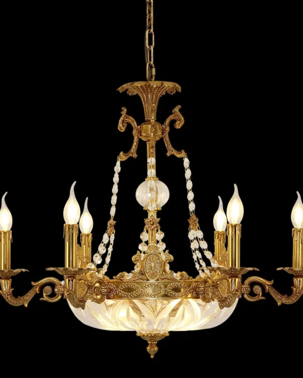 Bonaparte Empire Crystal Chandelier, 31" in antique brass