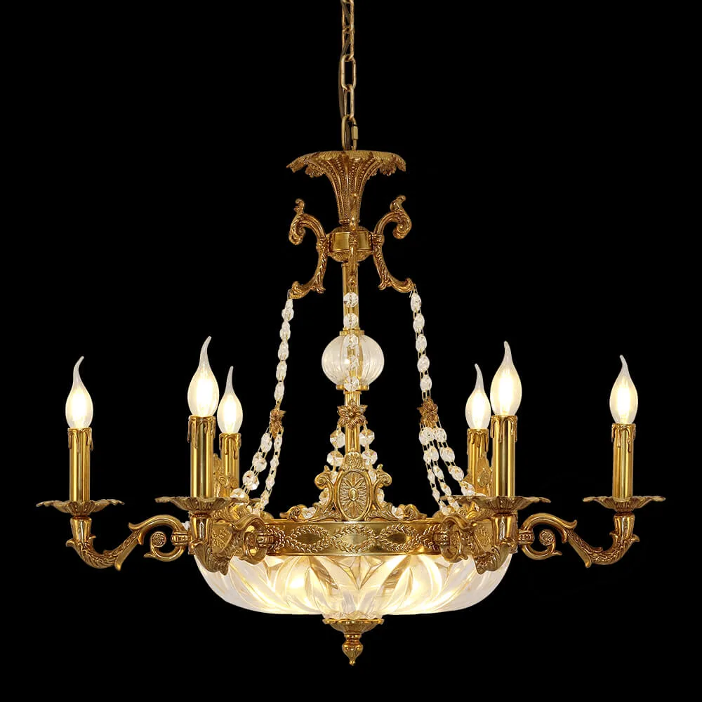 Bonaparte Empire Crystal Chandelier, 31" in antique brass