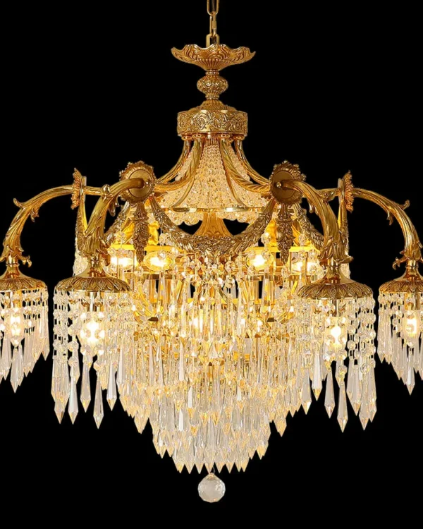 Bonaparte Empire Crystal Chandelier, 33" in antique brass