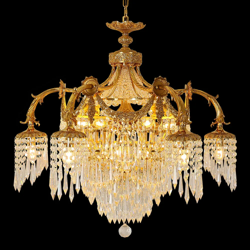 Bonaparte Empire Crystal Chandelier, 33" in antique brass