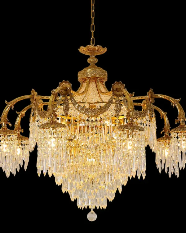 Bonaparte Empire Crystal Chandelier, 41" in antique brass