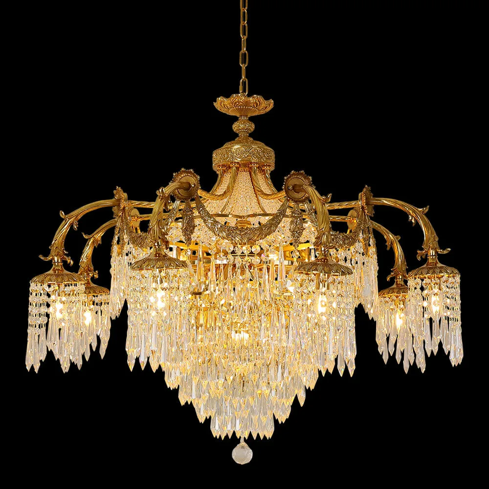 Bonaparte Empire Crystal Chandelier, 41" in antique brass