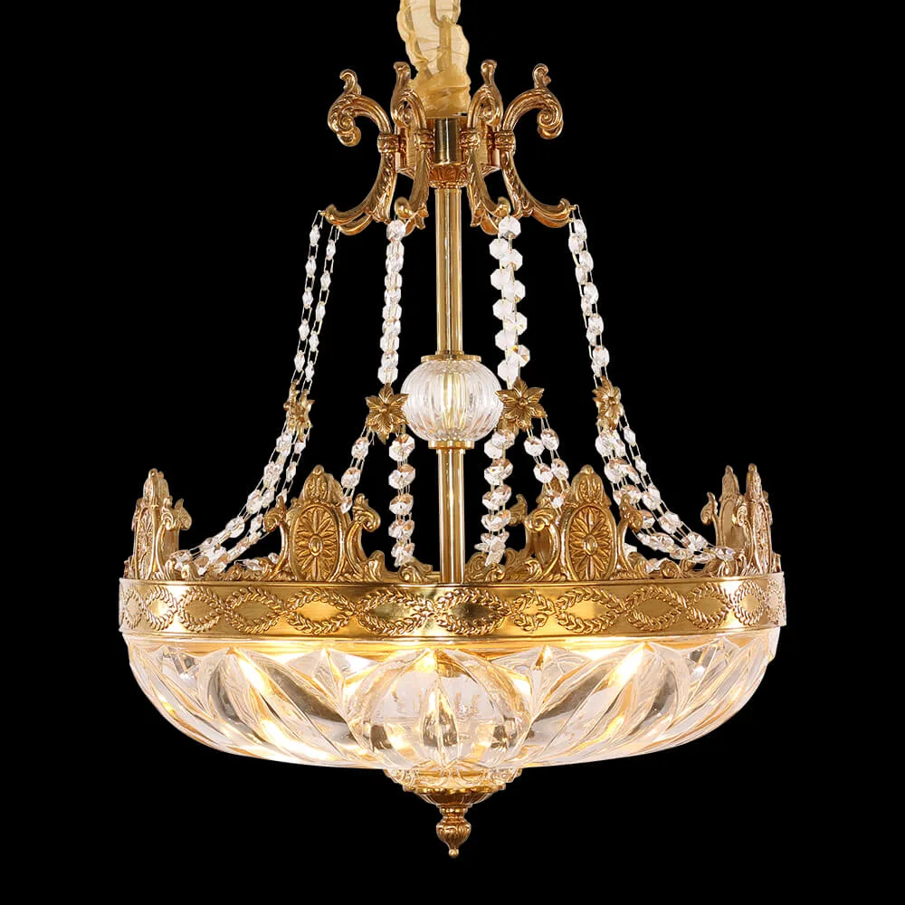Carrousel Empire Crystal Chandelier, 20" in antique brass