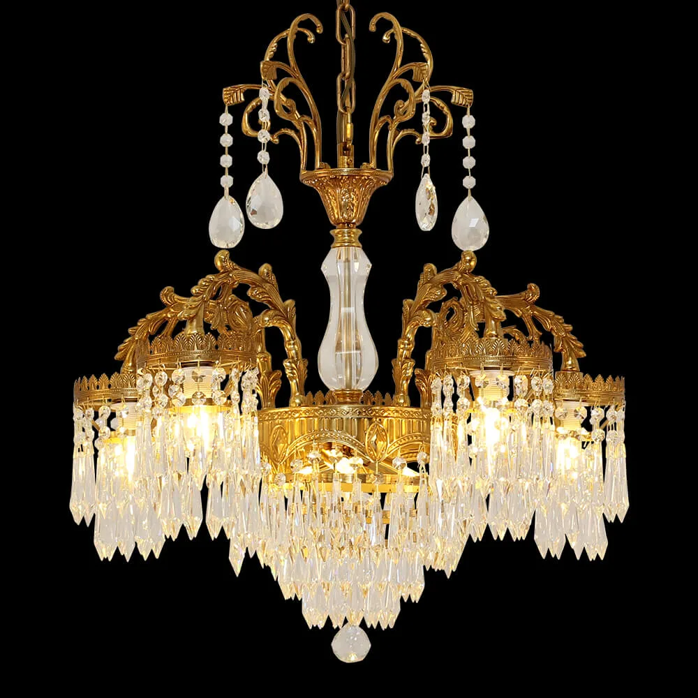 Carrousel Empire Crystal Chandelier, 26" in antique brass