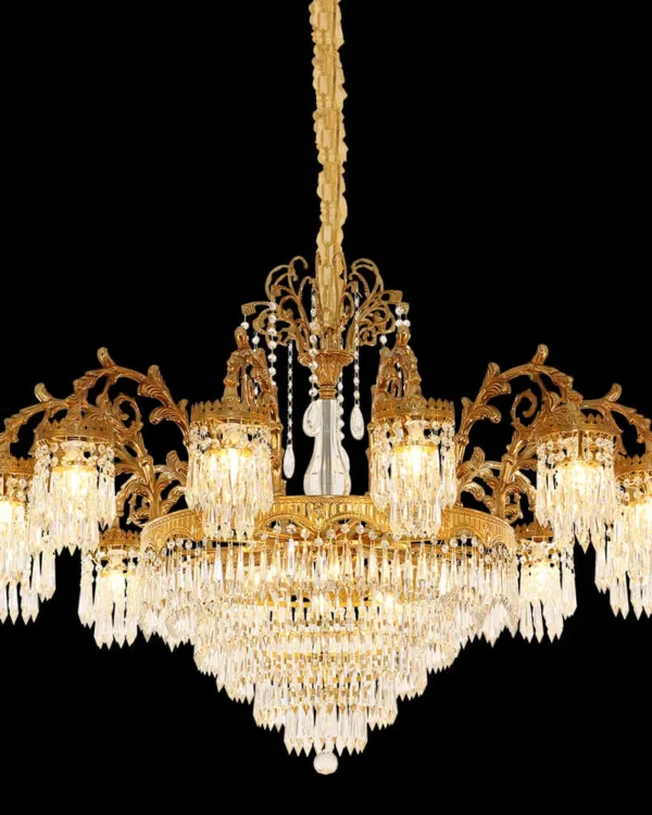 Carrousel Empire Crystal Chandelier, 47" in antique brass