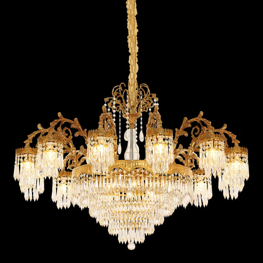 Carrousel Empire Crystal Chandelier, 47" in antique brass
