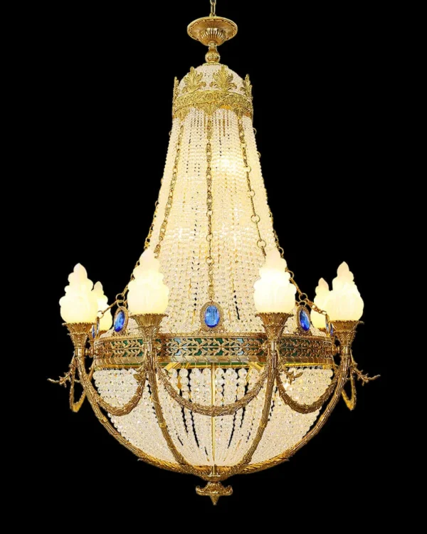 Castiglione Empire Crystal Chandelier, 39" in antique brass