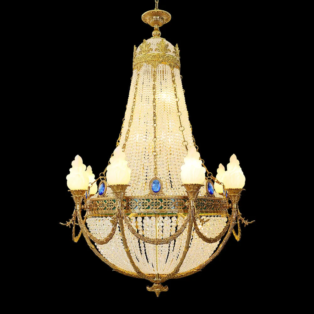 Castiglione Empire Crystal Chandelier, 39" in antique brass