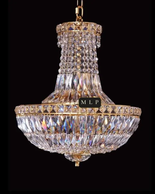 Château Empire Crystal Chandelier, 15" in gold