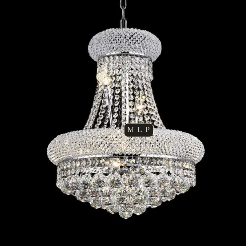 Château Empire Crystal 8-Light Chandelier II, 16" × 20" H in Polished Chrome in polished chrome