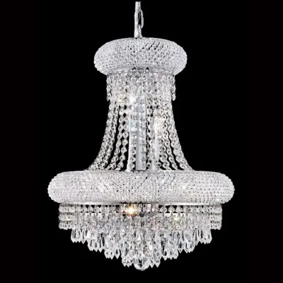Château Empire Crystal 8-Light Chandelier, 16" × 20" H in Polished Chrome in polished chrome