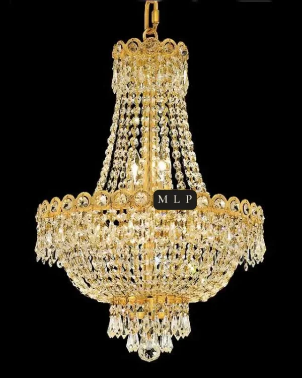 Château Empire Crystal 8-Light Chandelier, 16" × 22" H in Gold in gold