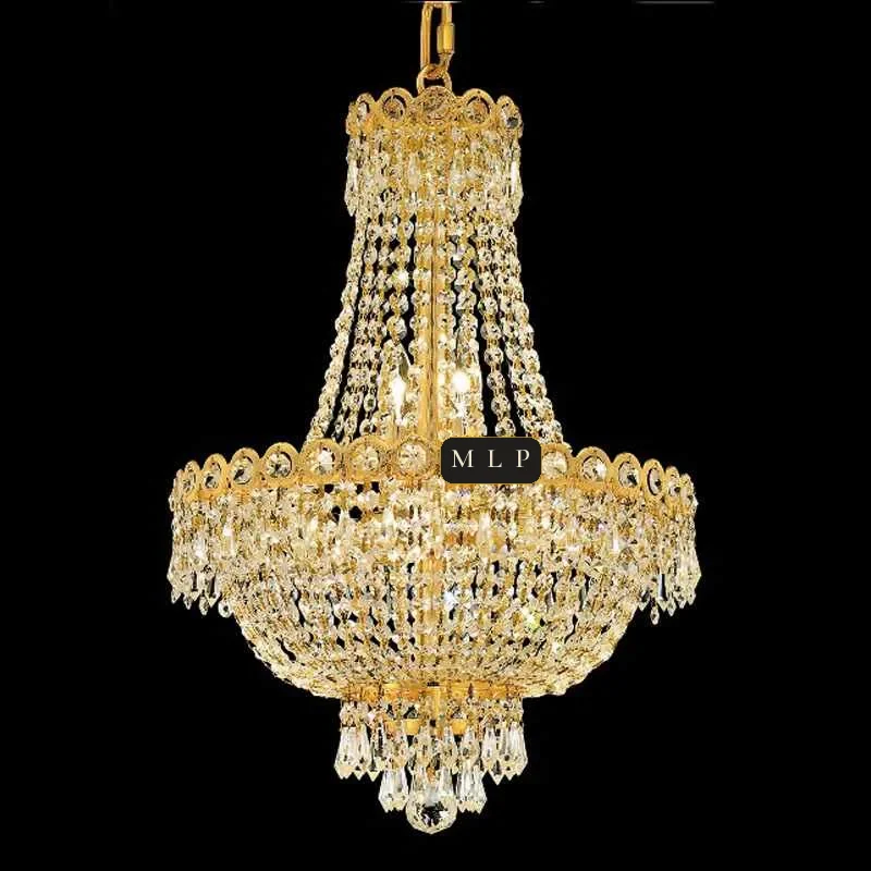 Château Empire Crystal 8-Light Chandelier, 16" × 22" H in Gold in gold