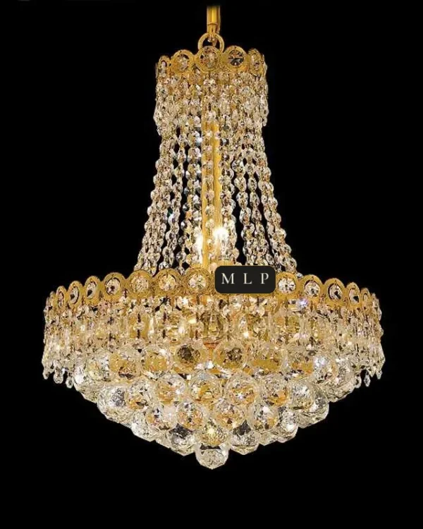 Château Empire Crystal 8-Light Chandelier, 16" × 20" H in Gold in gold