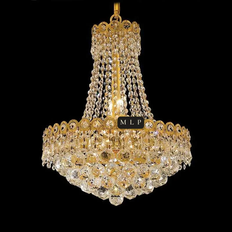 Château Empire Crystal 8-Light Chandelier, 16" × 20" H in Gold in gold