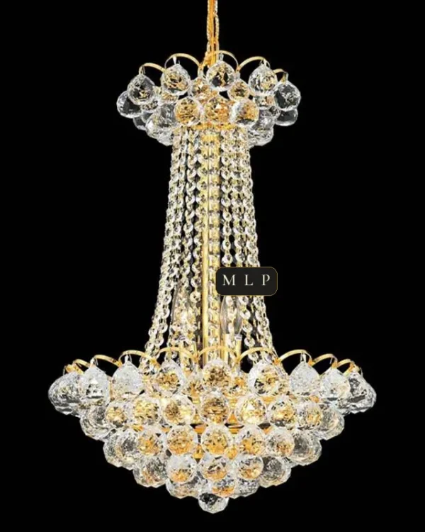 Château Empire Crystal 6-Light Chandelier, 16" × 22" H in Gold in gold