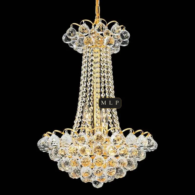 Château Empire Crystal 6-Light Chandelier, 16" × 22" H in Gold in gold