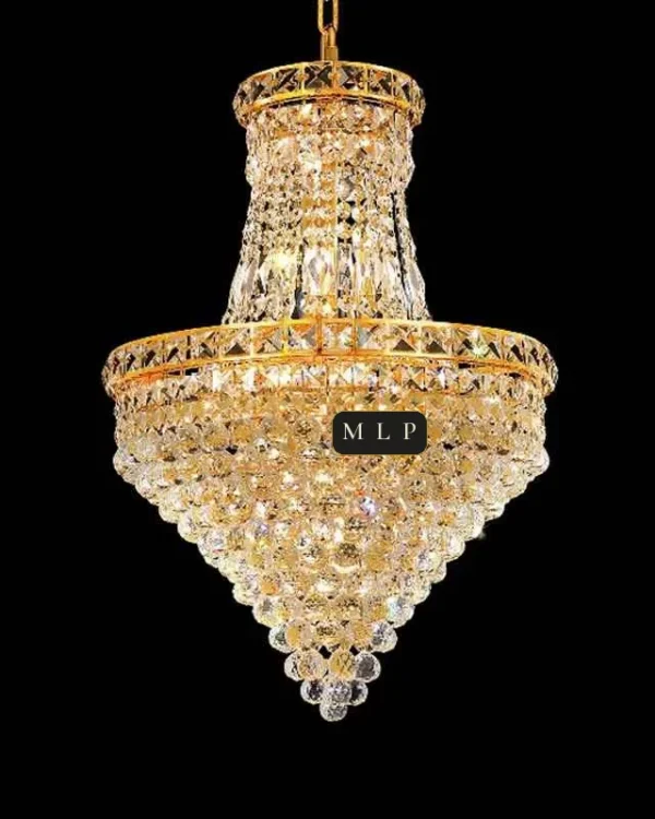 Château Empire Crystal 9-Light Chandelier, 18" in gold