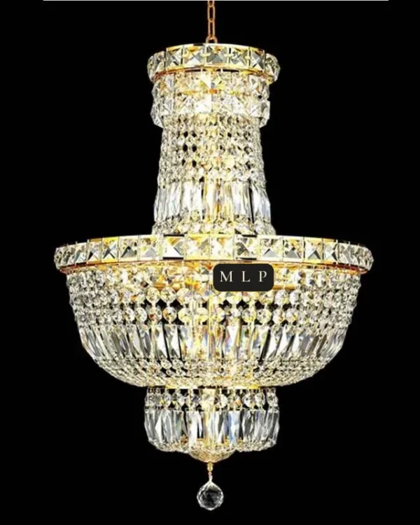 Château Empire Crystal 8-Light Chandelier, 18" × 27" H in gold
