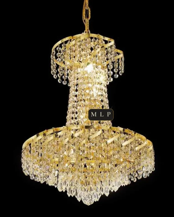 Château Empire Crystal 8-Light Chandelier, 18" × 22" H in gold