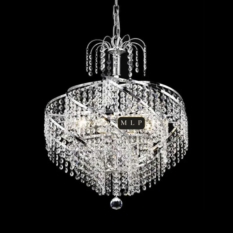 Château Empire Crystal 8-Light Chandelier, 18" × 17" H in polished chrome