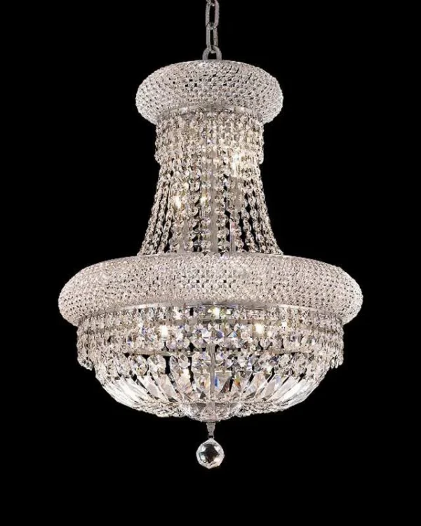 Château Empire Crystal 12-Light Chandelier II, 20" × 28" H in Polished Chrome in polished chrome