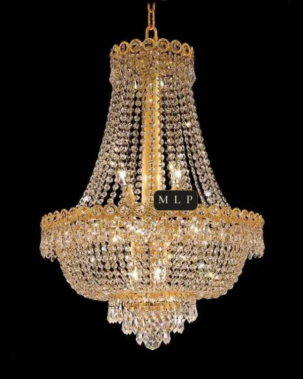 Château Empire Crystal 12-Light Chandelier, 20" × 28" H in Polished Chrome in polished chrome
