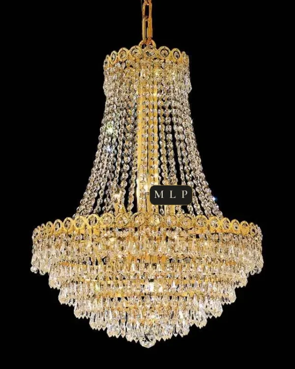 Château Empire Crystal 12-Light Chandelier, 20" × 26" H in Gold in gold