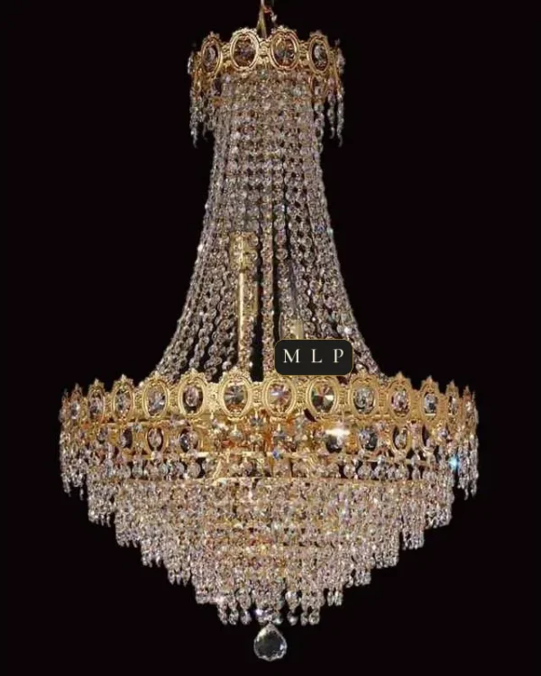 Château Empire Crystal 12-Light Chandelier III, 20" × 30" H in Gold in gold