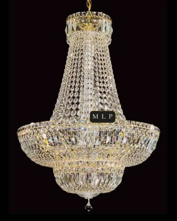 Château Empire Crystal 12-Light Chandelier, 20" × 30" H in Gold in gold