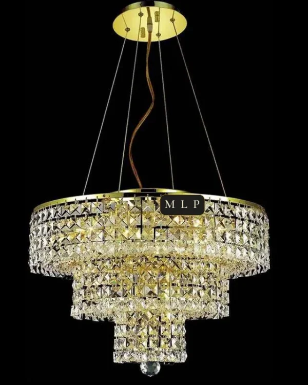 Château Empire Crystal 9-Light Chandelier, 20" × 16" H in Gold in gold