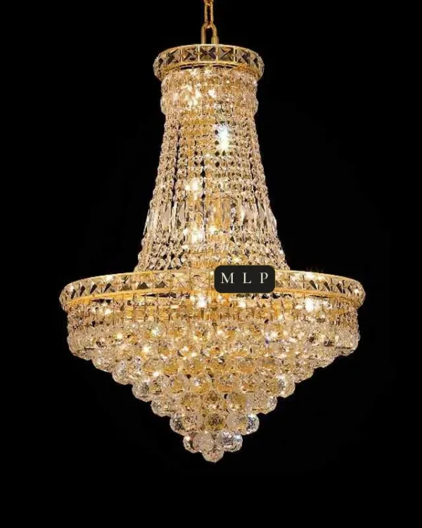 Château Empire Crystal 12-Light Chandelier, 22" × 31" H in Gold in gold