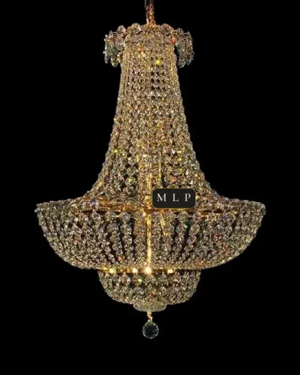 Château Empire Crystal 12-Light Chandelier, 22" × 30" H in Gold in gold