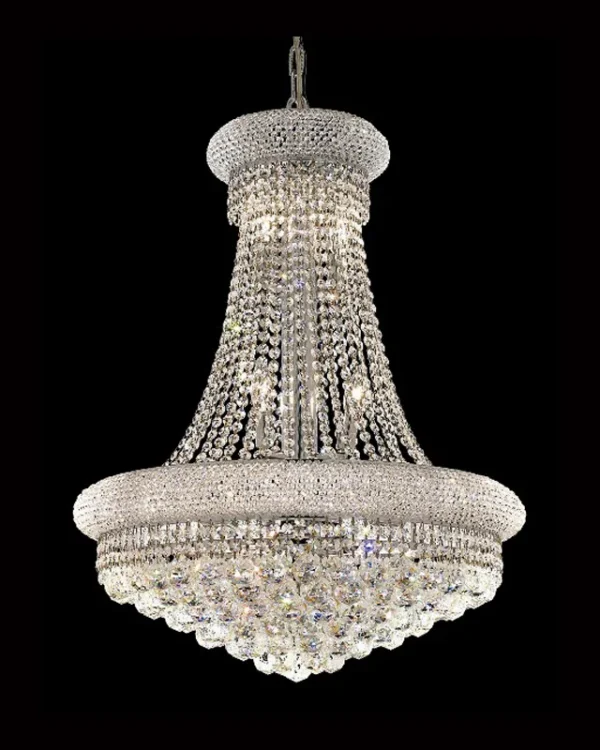 Château Empire Crystal 14-Light Chandelier II, 24" × 31" H in Polished Chrome in polished chrome