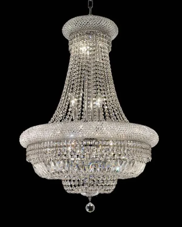 Château Empire Crystal 15-Light Chandelier, 24" in polished chrome