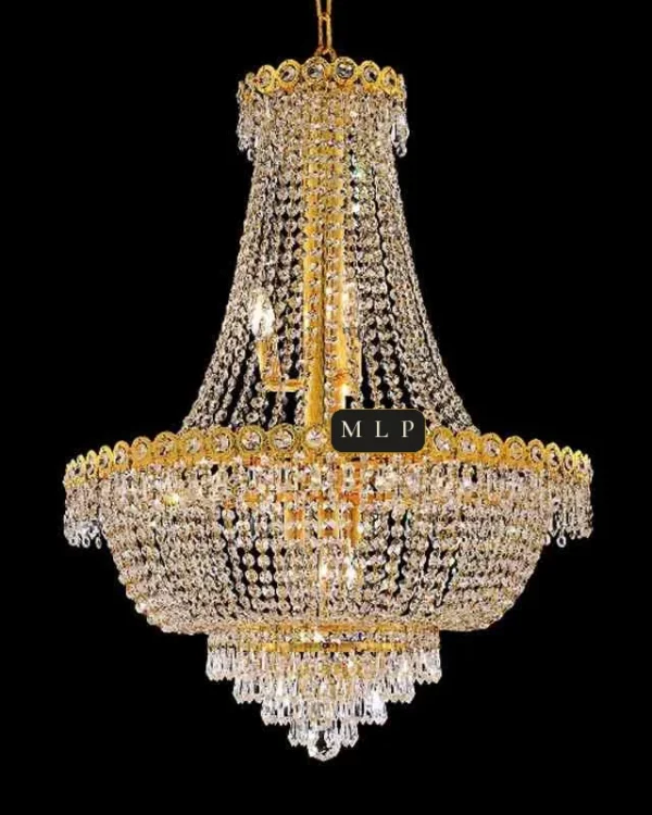 Château Empire Crystal 12-Light Chandelier, 24" × 32" H in gold