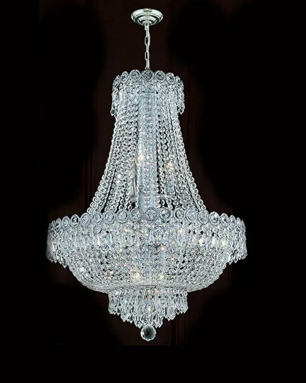 Château Empire Crystal 12-Light Chandelier, 24" × 30" H in Polished Chrome in polished chrome