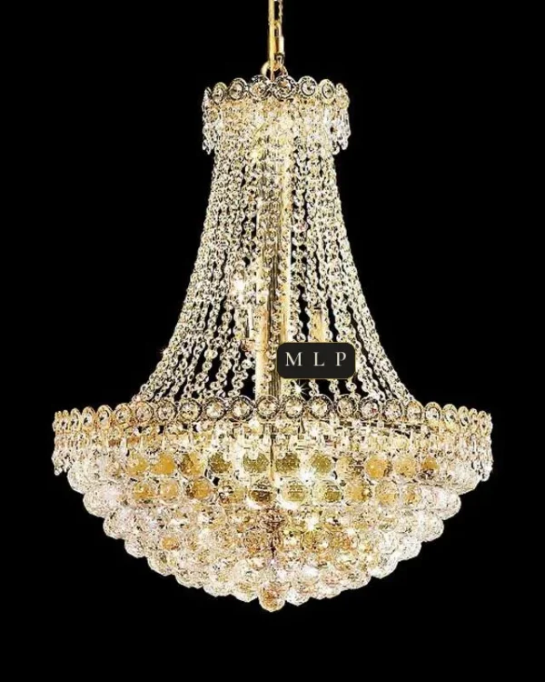 Château Empire Crystal 12-Light Chandelier II, 24" × 30" H in Gold in gold