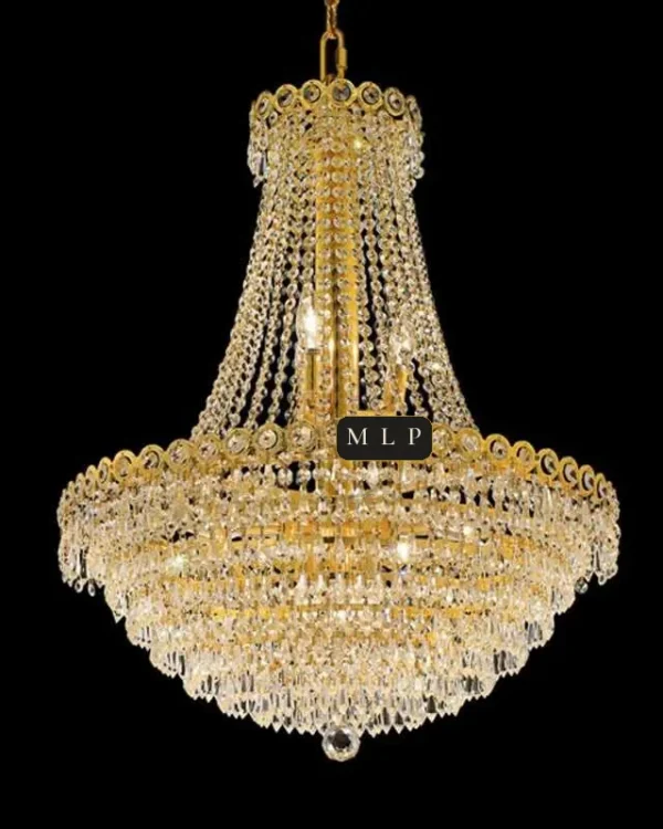 Château Empire Crystal 12-Light Chandelier, 24" × 30" H in Gold in gold