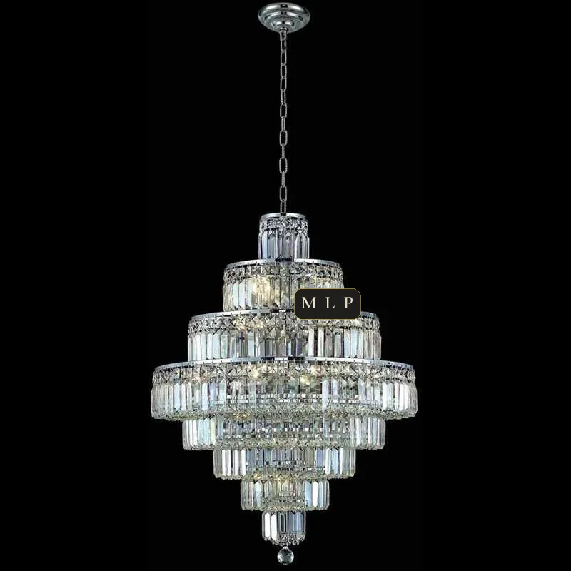 Château Empire Crystal 18-Light Chandelier II, 26" × 35" H in Polished Chrome in polished chrome