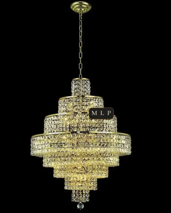 Château Empire Crystal 18-Light Chandelier, 26" × 35" H in Polished Chrome in polished chrome