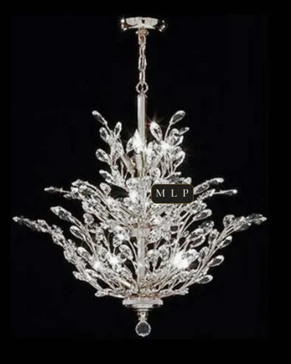 Château Empire Crystal 12-Light Chandelier, 27" in polished chrome