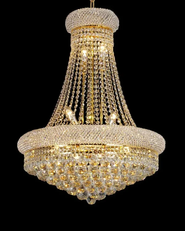 Château Empire Crystal 14-Light Chandelier, 28" × 35" H in Gold in gold