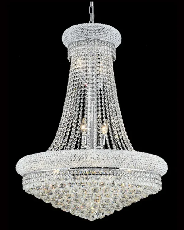 Château Empire Crystal 14-Light Chandelier II, 28" × 35" H in Polished Chrome in polished chrome