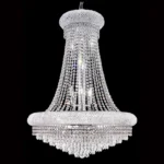 Château Empire Crystal 14-Light Chandelier, 28" × 35" H in Polished Chrome in polished chrome