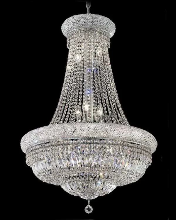 Château Empire Crystal 15-Light Chandelier, 28" in polished chrome